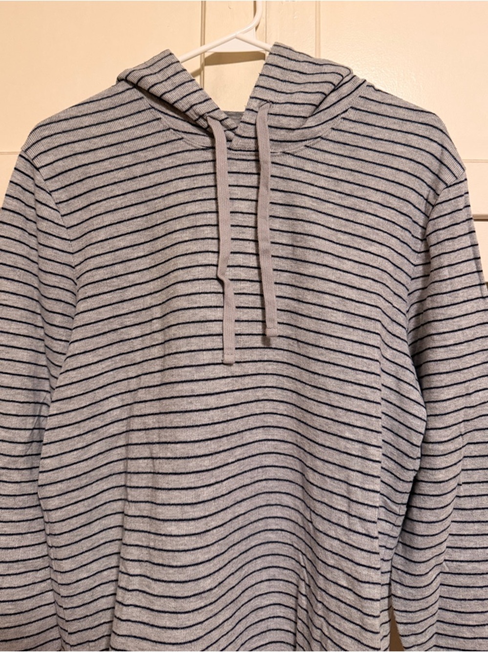 Vince Light Gray and Navy Striped Hoodie
